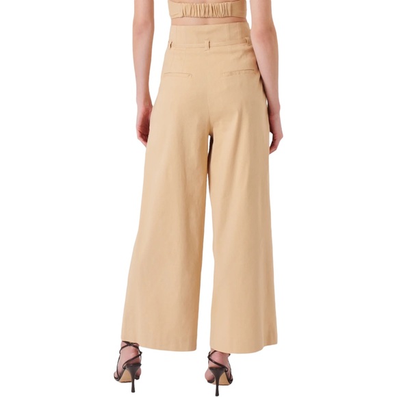 NWT Derek Lam 10 Crosby Sergio High Waist Wide Leg Linen Pants, Almond, Size 2 - Picture 3 of 12